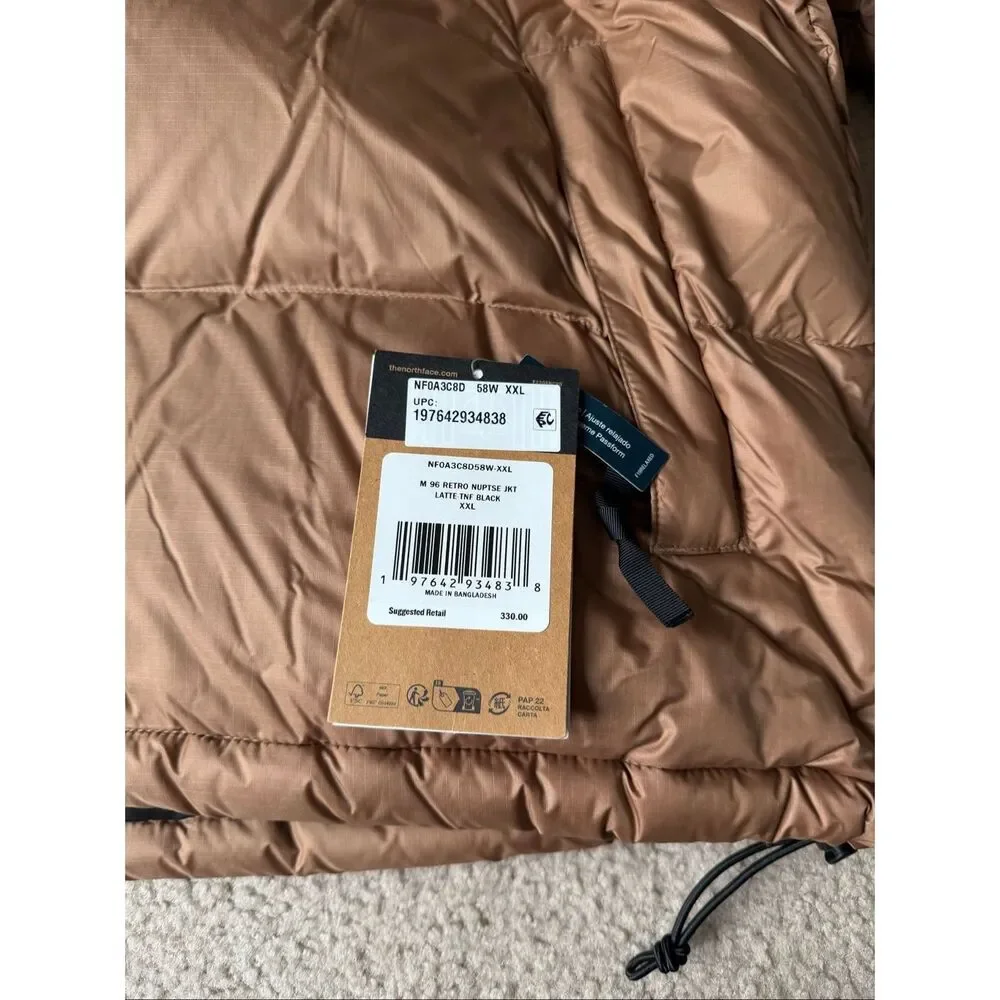 THE NORTH FACE‎ Mens Puffer JACKET NEW 96 RETRO NUPTSE Latte Black XXL